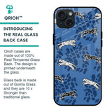 Blue Cheetah Glass Case for iPhone 15 Plus
