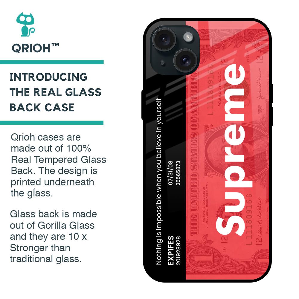 Supreme Ticket Glass Case for iPhone 15 Plus
