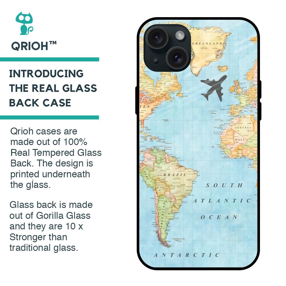 Travel Map Glass Case for iPhone 15 Plus