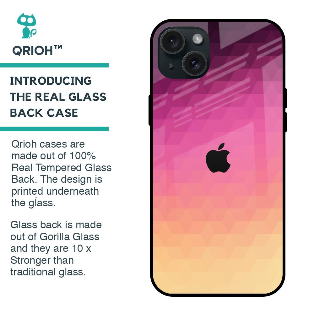 Geometric Pink Diamond Glass Case for iPhone 15 Plus