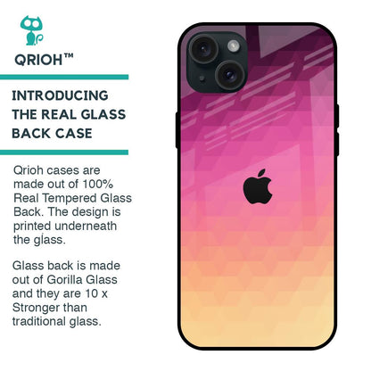 Geometric Pink Diamond Glass Case for iPhone 15 Plus