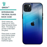 Blue Rhombus Pattern Glass Case for iPhone 15 Plus