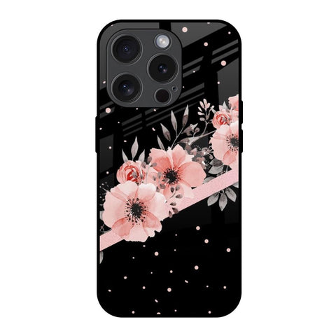 Floral Black Band iPhone 15 Pro Glass Back Cover Online