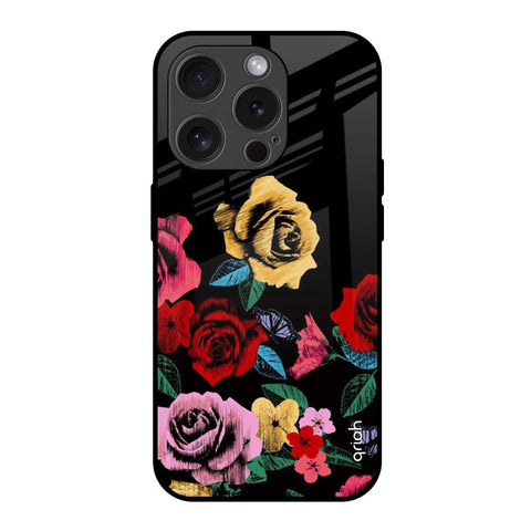 Floral Decorative iPhone 15 Pro Glass Back Cover Online