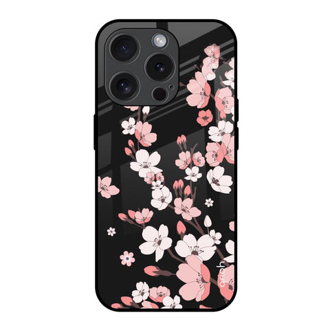 Black Cherry Blossom iPhone 15 Pro Glass Back Cover Online