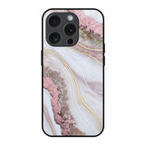 Pink & Gold Gllitter Marble iPhone 15 Pro Glass Back Cover Online