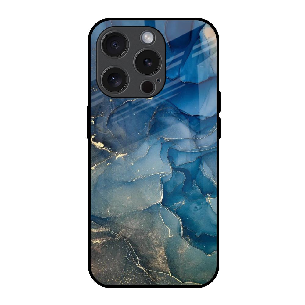 Blue Cool Marble iPhone 15 Pro Glass Back Cover Online