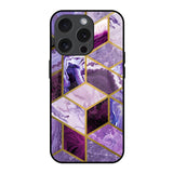 Purple Rhombus Marble iPhone 15 Pro Glass Back Cover Online