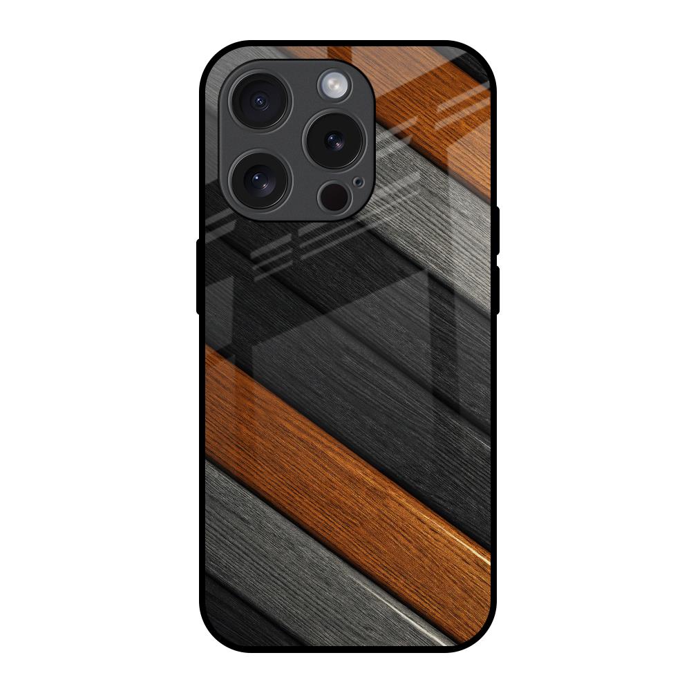 Tri Color Wood iPhone 15 Pro Glass Back Cover Online