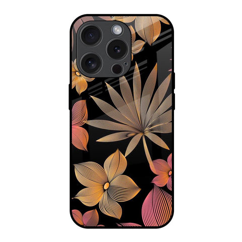 Lines Pattern Flowers iPhone 15 Pro Glass Back Cover Online