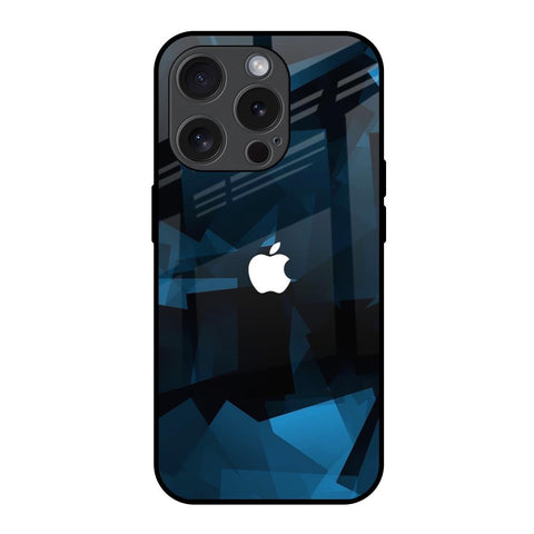 Polygonal Blue Box iPhone 15 Pro Glass Back Cover Online