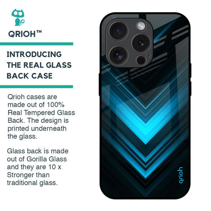 Vertical Blue Arrow Glass Case For iPhone 15 Pro