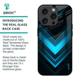 Vertical Blue Arrow Glass Case For iPhone 15 Pro