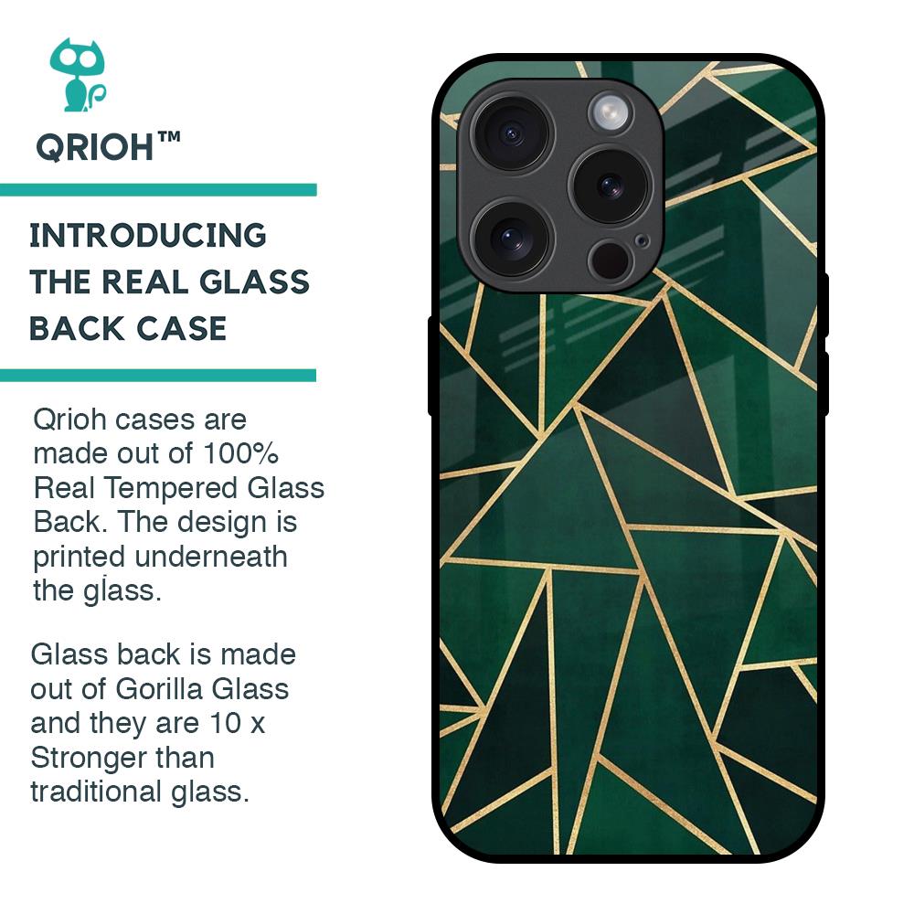 Abstract Green Glass Case For iPhone 15 Pro