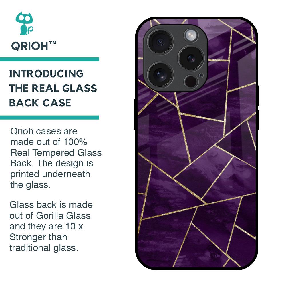 Geometric Purple Glass Case For iPhone 15 Pro