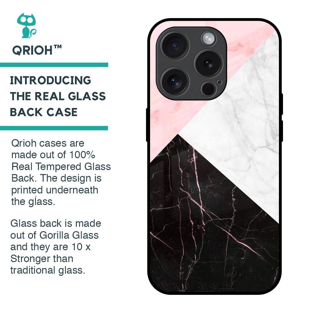 Marble Collage Art Glass Case For iPhone 15 Pro