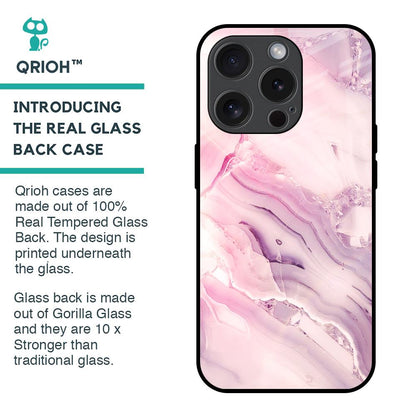 Diamond Pink Gradient Glass Case For iPhone 15 Pro