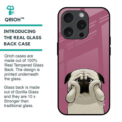 Funny Pug Face Glass Case For iPhone 15 Pro