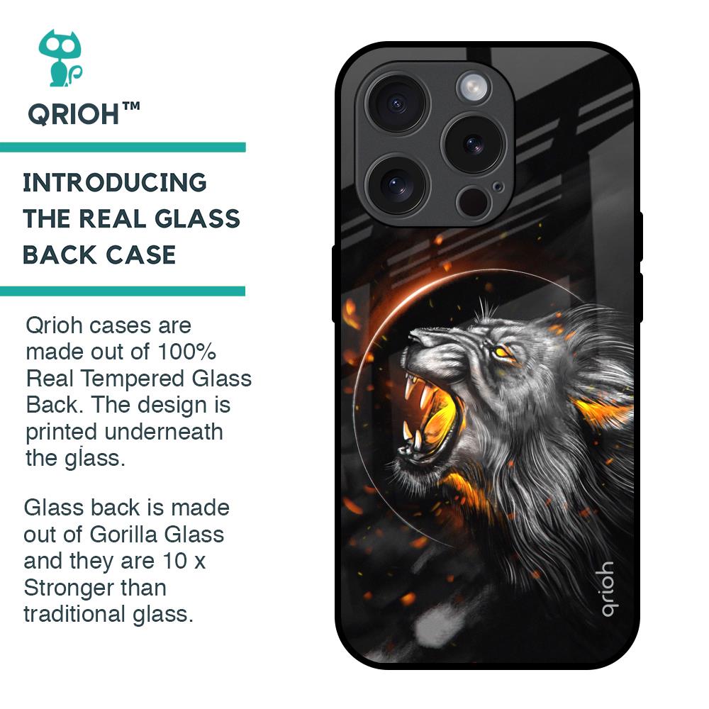 Aggressive Lion Glass Case for iPhone 15 Pro