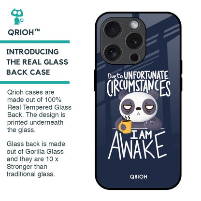 Struggling Panda Glass Case for iPhone 15 Pro