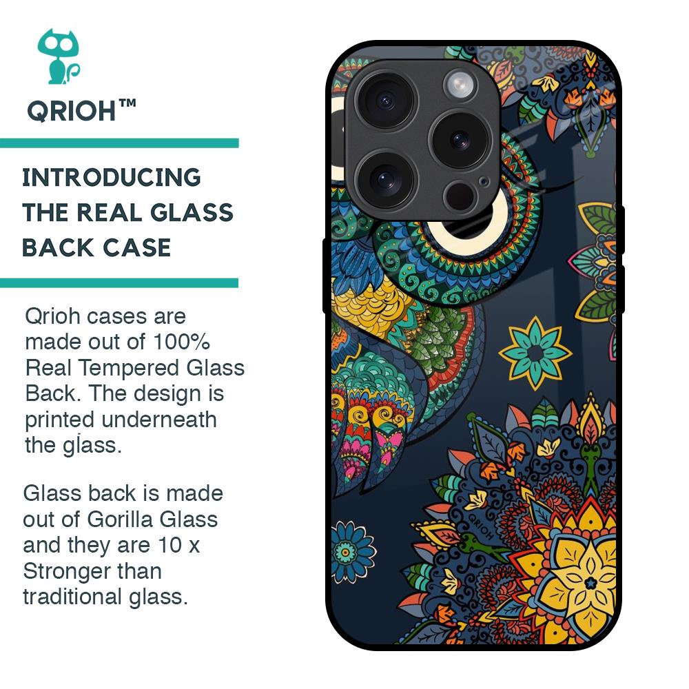 Owl Art Glass Case for iPhone 15 Pro
