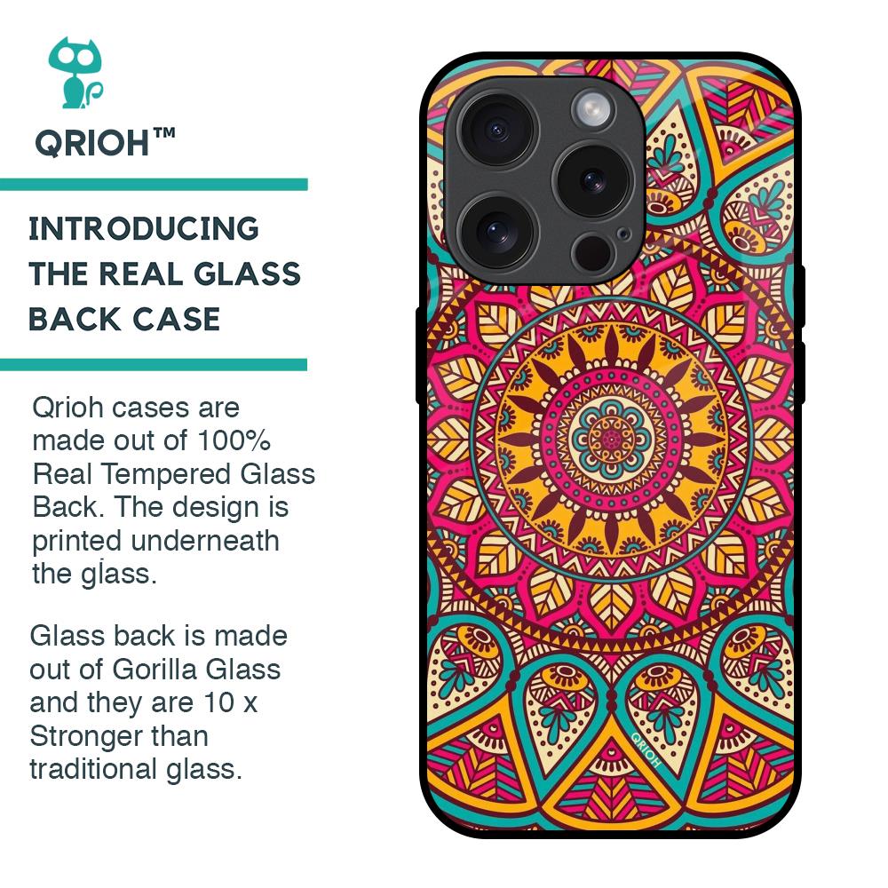 Elegant Mandala Glass Case for iPhone 15 Pro