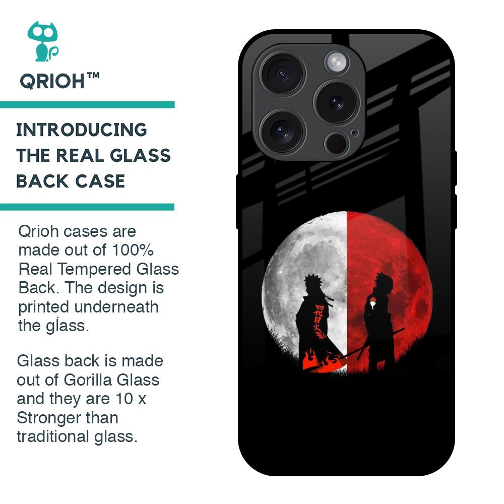 Anime Red Moon Glass Case for iPhone 15 Pro