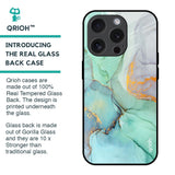 Green Marble Glass Case for iPhone 15 Pro