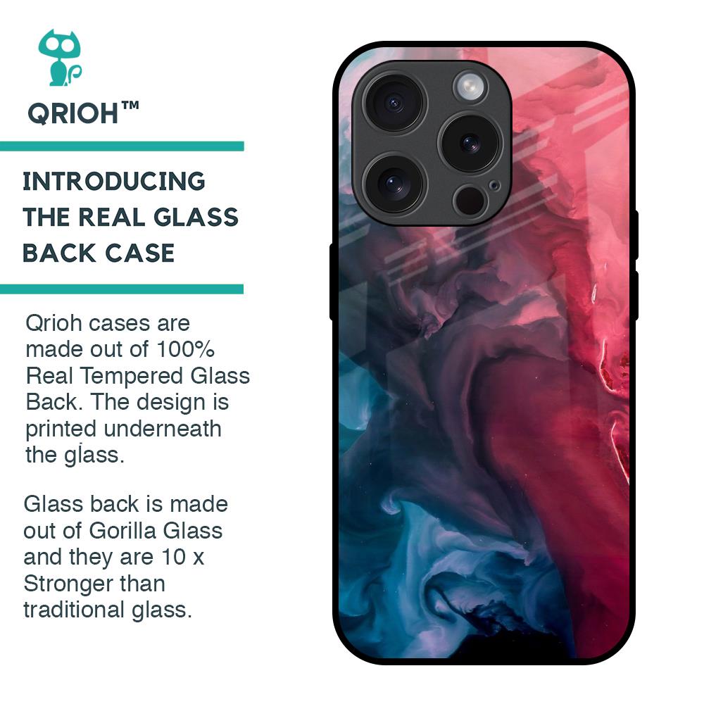 Blue & Red Smoke Glass Case for iPhone 15 Pro
