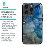 Blue Cool Marble Glass Case for iPhone 15 Pro