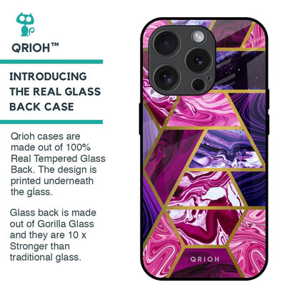 Electroplated Geometric Marble Glass Case for iPhone 15 Pro