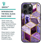 Purple Rhombus Marble Glass Case for iPhone 15 Pro
