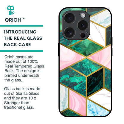 Seamless Green Marble Glass Case for iPhone 15 Pro