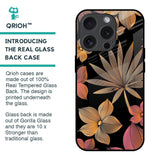 Lines Pattern Flowers Glass Case for iPhone 15 Pro