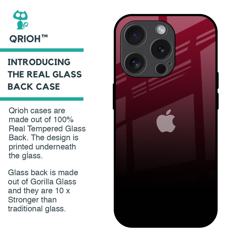 Wine Red Glass Case For iPhone 15 Pro