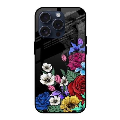 Rose Flower Bunch Art iPhone 15 Pro Glass Back Cover Online