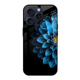 Half Blue Flower iPhone 15 Pro Glass Back Cover Online