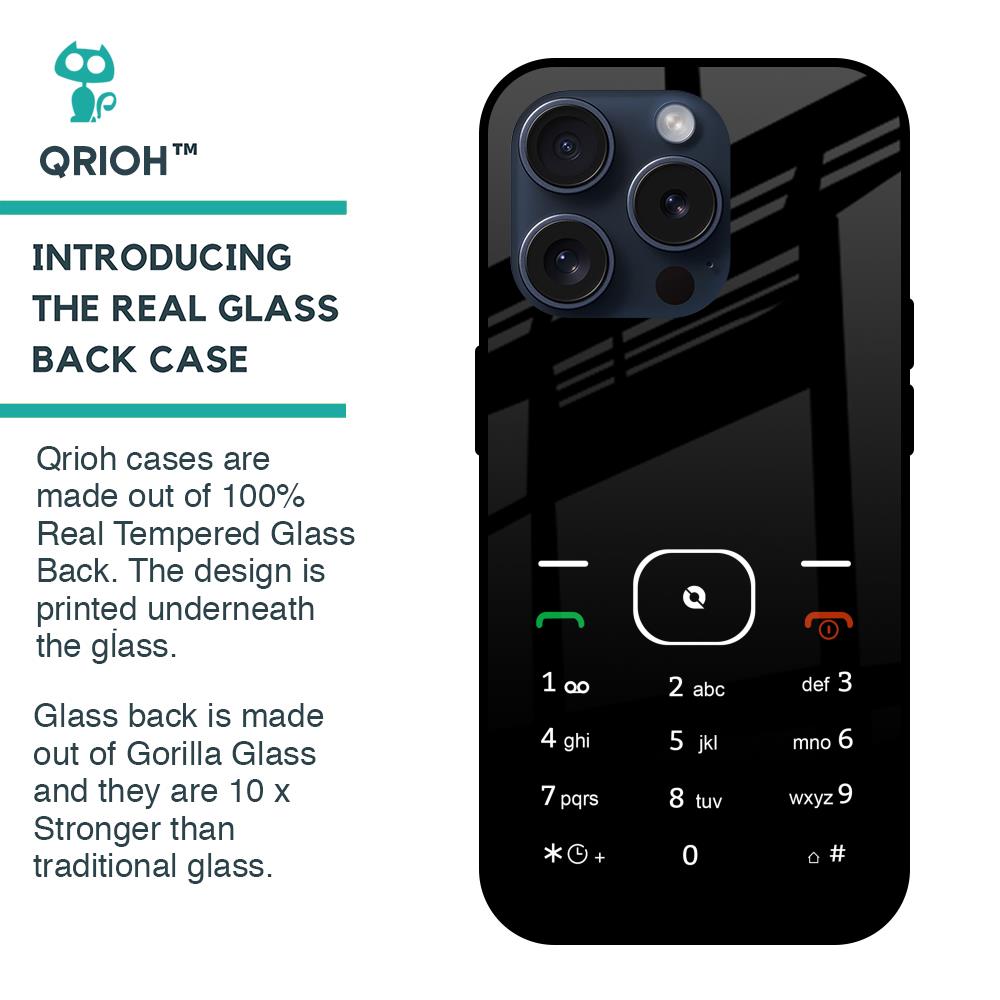 Classic Keypad Pattern Glass Case for iPhone 15 Pro