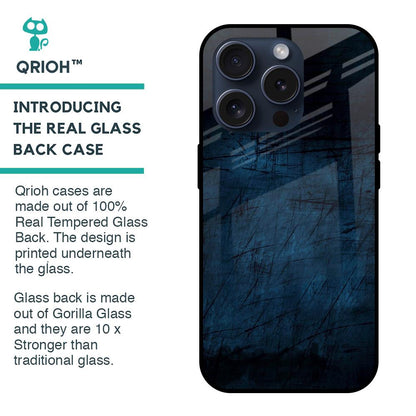 Dark Blue Grunge Glass Case for iPhone 15 Pro