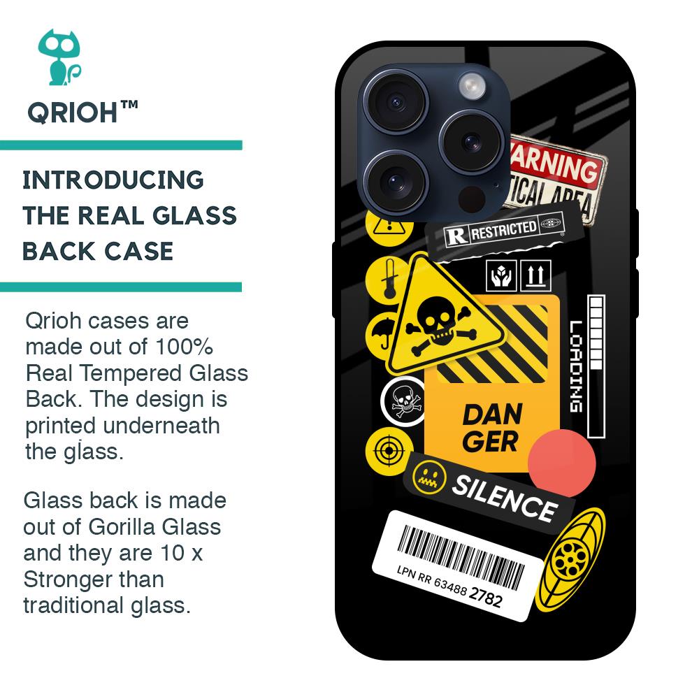 Danger Signs Glass Case for iPhone 15 Pro