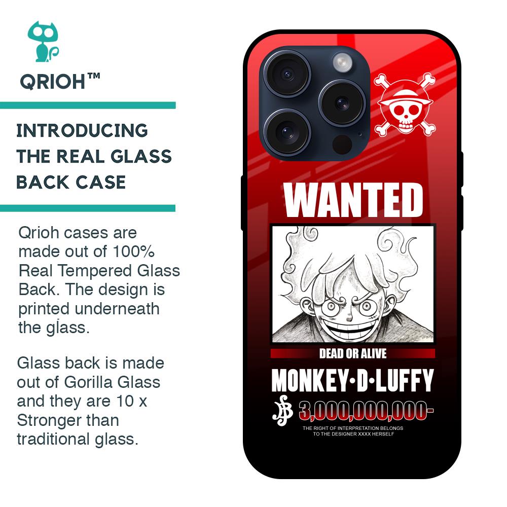 Luffy Wanted Glass Case for iPhone 15 Pro