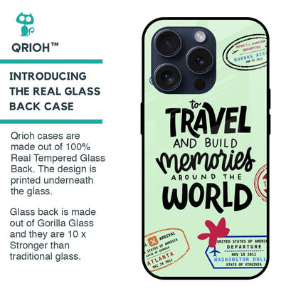 Travel Stamps Glass Case for iPhone 15 Pro