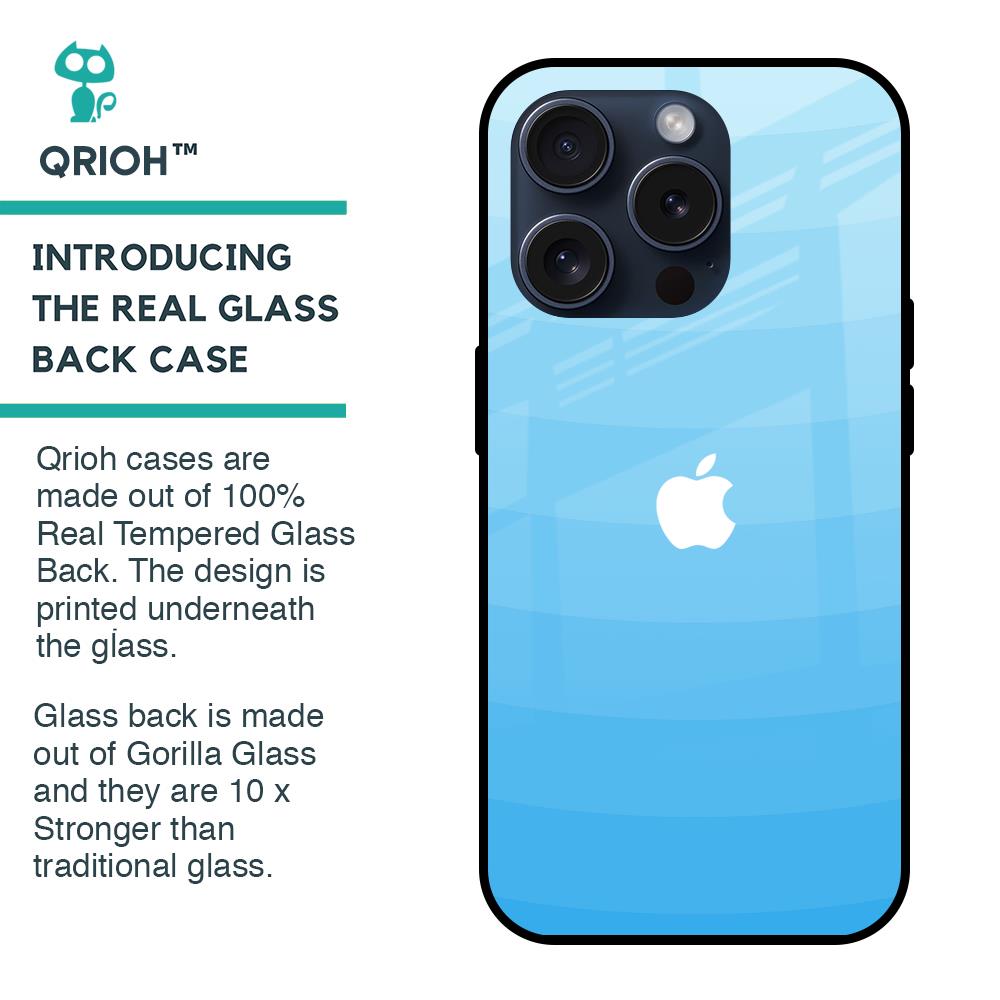 Wavy Blue Pattern Glass Case for iPhone 15 Pro