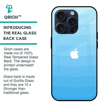 Wavy Blue Pattern Glass Case for iPhone 15 Pro
