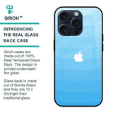 Wavy Blue Pattern Glass Case for iPhone 15 Pro