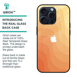 Orange Curve Pattern Glass Case for iPhone 15 Pro