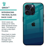 Green Triangle Pattern Glass Case for iPhone 15 Pro