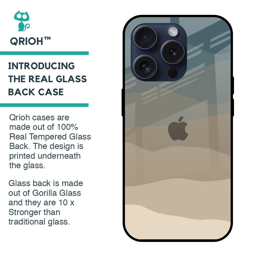 Abstract Mountain Pattern Glass Case for iPhone 15 Pro