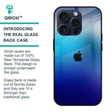 Blue Rhombus Pattern Glass Case for iPhone 15 Pro