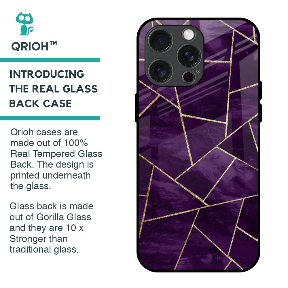 Geometric Purple Glass Case For iPhone 15 Pro Max